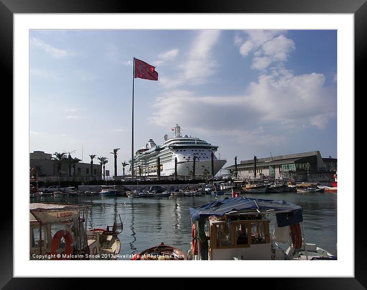 Liner In Kusadasi Framed Mounted Print by Malcolm Snook