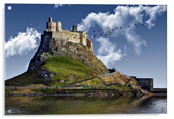 Lindisfarne Castle Acrylic by Richie Fairlamb
