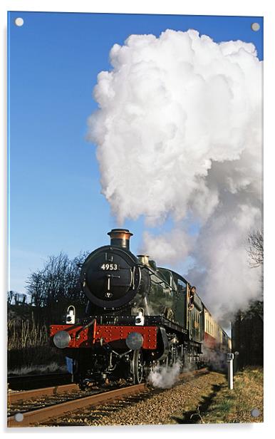 Steam loco displays a full head of steam Acrylic by Ian Duffield
