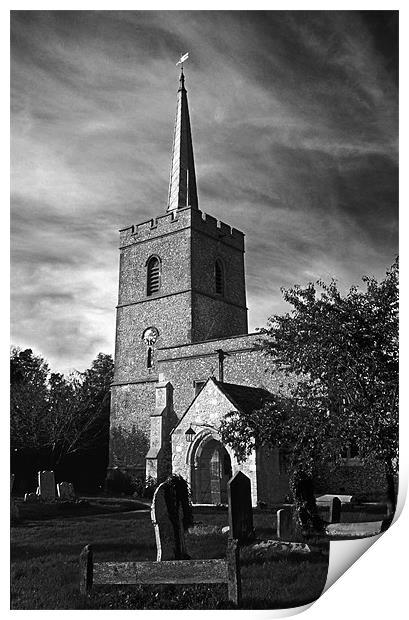 A moody shot of Cottered Church Print by Ian Duffield