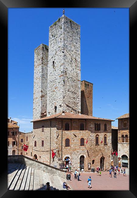 Fascinating San Gimignano towers Framed Print by Ian Duffield