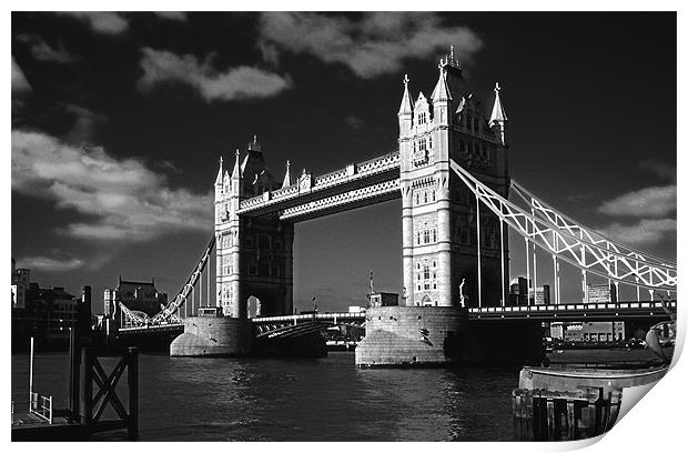 Tower Bridge moody monochrome Print by Ian Duffield