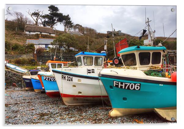 Cadgwith in Cornwall Fishing Boats Acrylic by Mike Gorton