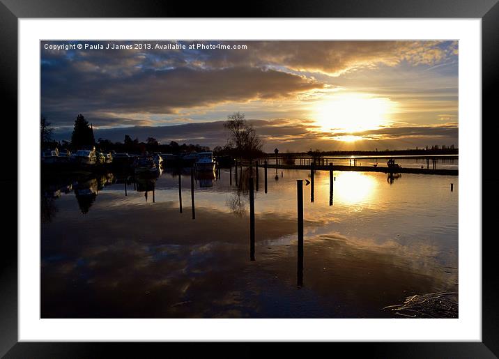 Bredon Marina Framed Mounted Print by Paula J James