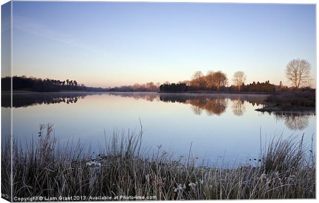 Frost & Mist, Lynford Water, Norfolk Canvas Print by Liam Grant