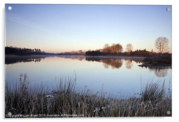Frost & Mist, Lynford Water, Norfolk Acrylic by Liam Grant