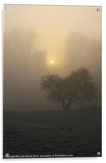 Sunrise & Fog, Hilborough Church, Norfolk Acrylic by Liam Grant