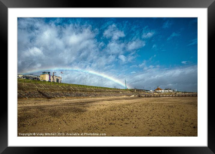 Rainbow at Aberdeen Beach Framed Mounted Print by Vicky Mitchell