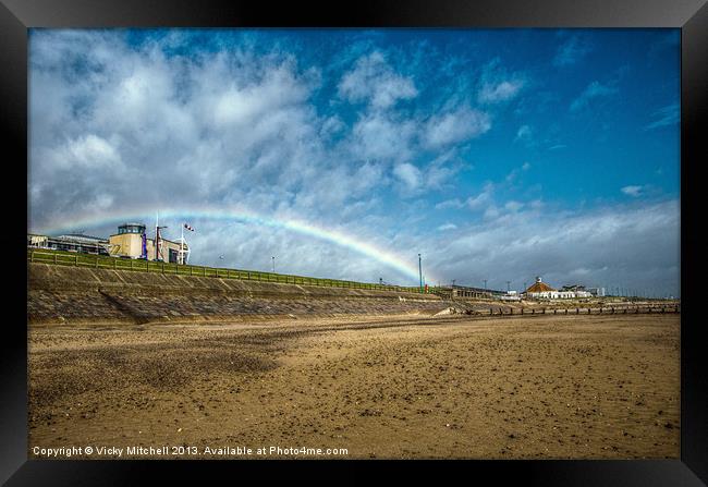 Rainbow at Aberdeen Beach Framed Print by Vicky Mitchell