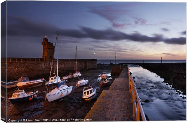 Boats in Lynmouth Harbour at dawn, North Devon Canvas Print by Liam Grant