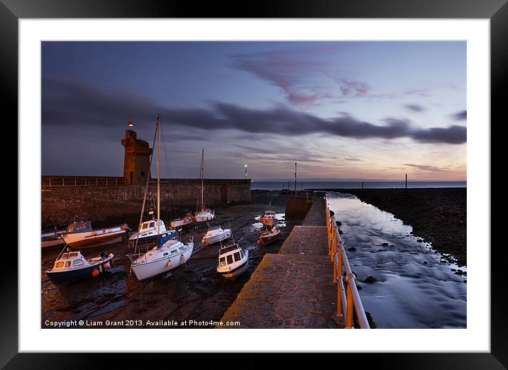Boats in Lynmouth Harbour at dawn, North Devon Framed Mounted Print by Liam Grant