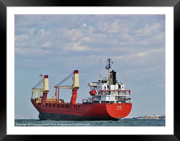 Cargo Ship Malmo Framed Mounted Print by Malcolm Snook