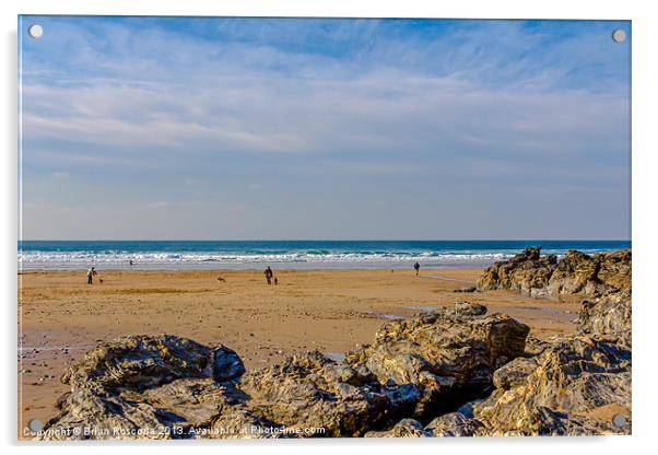 The Beach at Porthtowan Cornwall Acrylic by Brian Roscorla