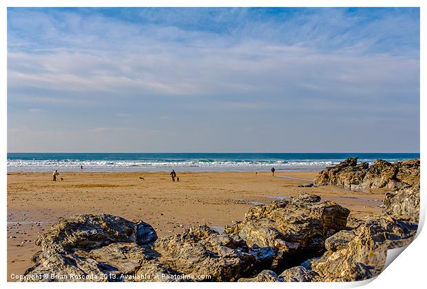 The Beach at Porthtowan Cornwall Print by Brian Roscorla