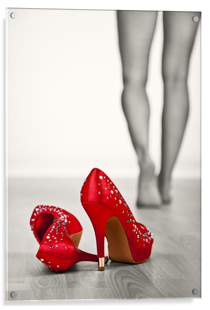 Kicking off Red High Heels Acrylic by Steven Clements LNPS