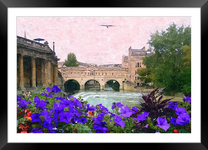 Pulteney weir in summer Framed Mounted Print by Paula Palmer canvas