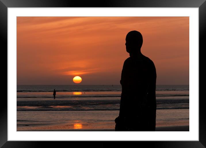 Sunset in Another Place (Crosby Beach) Framed Mounted Print by raymond mcbride