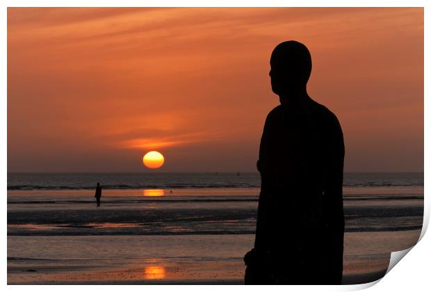 Sunset in Another Place (Crosby Beach) Print by raymond mcbride
