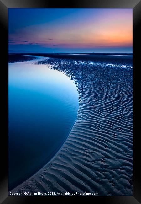 Blue Hour Rhyl Beach  Framed Print by Adrian Evans