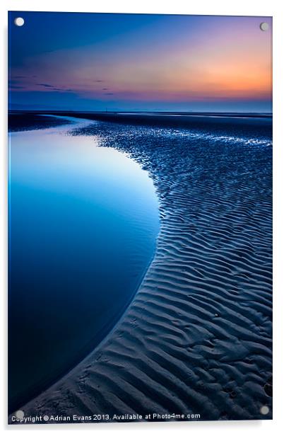Blue Hour Rhyl Beach  Acrylic by Adrian Evans