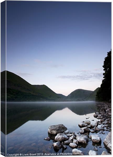 Mist on Brothers Water at Dawn. Canvas Print by Liam Grant