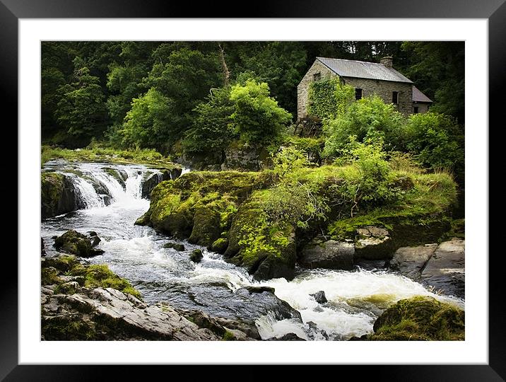 CENARTH FALLS Framed Mounted Print by Anthony R Dudley (LRPS)