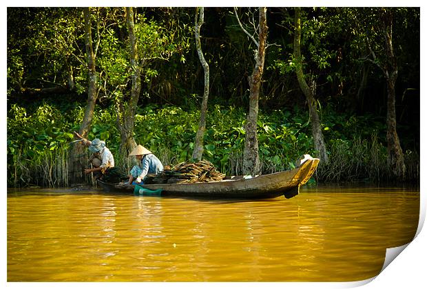 Mekong River Fishing Print by Mark Llewellyn