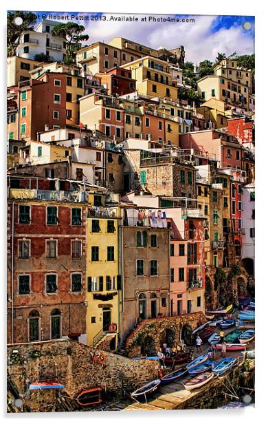 Houses of Riomaggiore Acrylic by Robert Pettitt