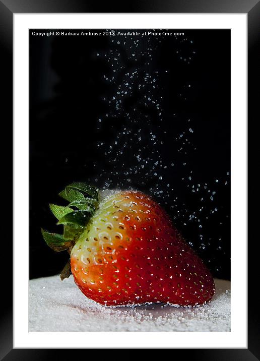 red strawberry Framed Mounted Print by Barbara Ambrose