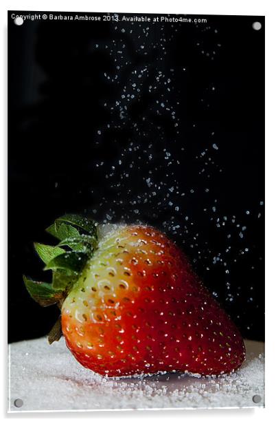 red strawberry Acrylic by Barbara Ambrose