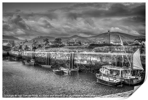 Annalong Harbour (Mono) Print by David McFarland