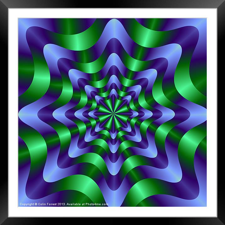 Blue and Green Swirl Framed Mounted Print by Colin Forrest