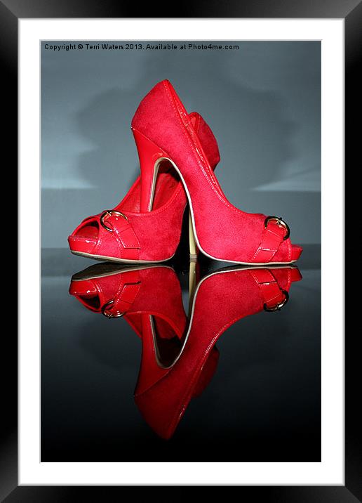 Red stiletto high heeled Shoes Framed Mounted Print by Terri Waters