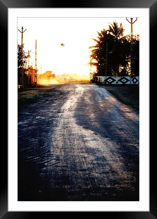 Slippery road from Bet Dwarka Framed Mounted Print by Arfabita  