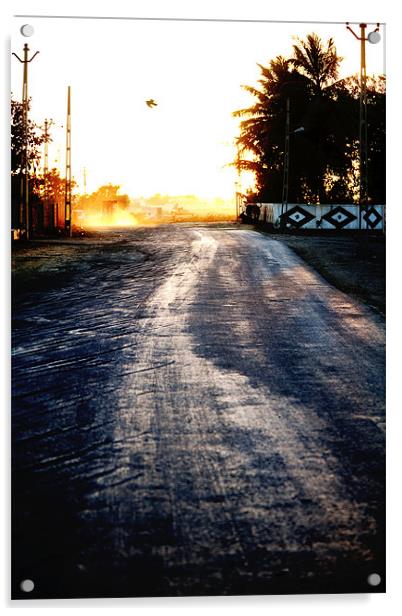 Slippery road from Bet Dwarka Acrylic by Arfabita  