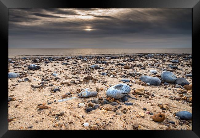 Pebbles on beach Framed Print by Stephen Mole
