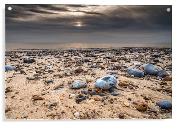 Pebbles on beach Acrylic by Stephen Mole