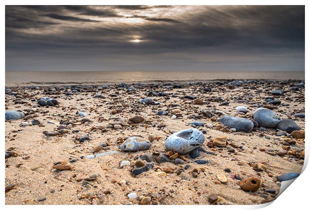 Pebbles on beach Print by Stephen Mole