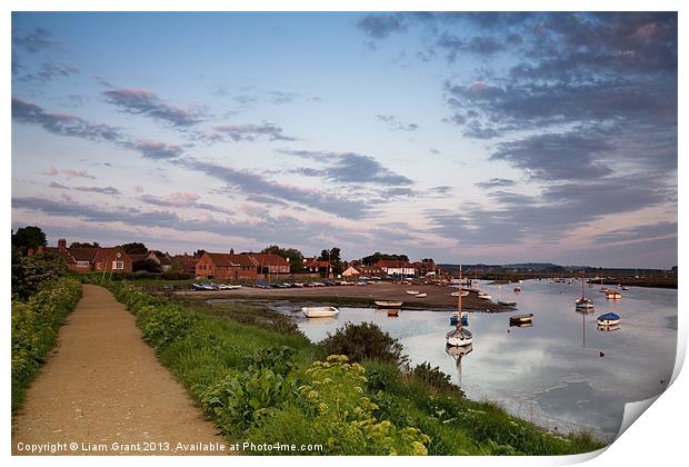 Boats and coastal path, Burnham Overy Staithe, Nor Print by Liam Grant
