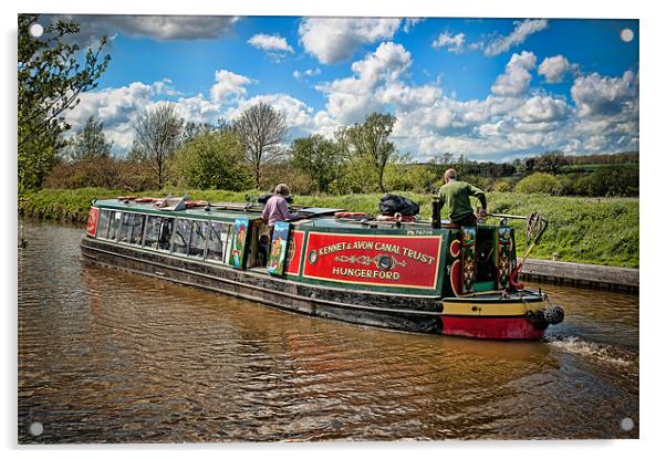 Canal Boat Acrylic by Mark Llewellyn