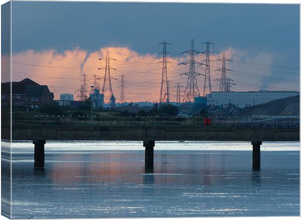 Pylons in Pink Canvas Print by Ursula Keene