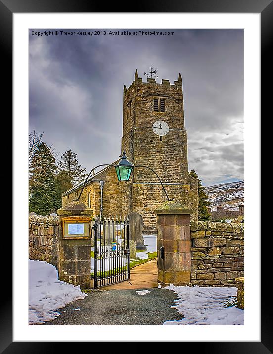 The Church at Muker Yorks Dales Framed Mounted Print by Trevor Kersley RIP