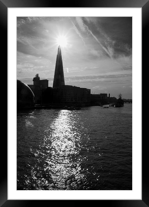 The Shard London skyline BW Framed Mounted Print by David French