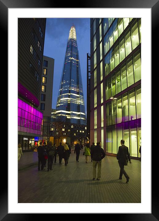 The Shard London skyline night Framed Mounted Print by David French