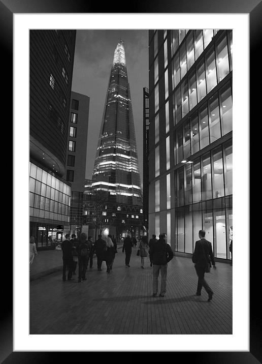 The Shard London skyline BW Framed Mounted Print by David French