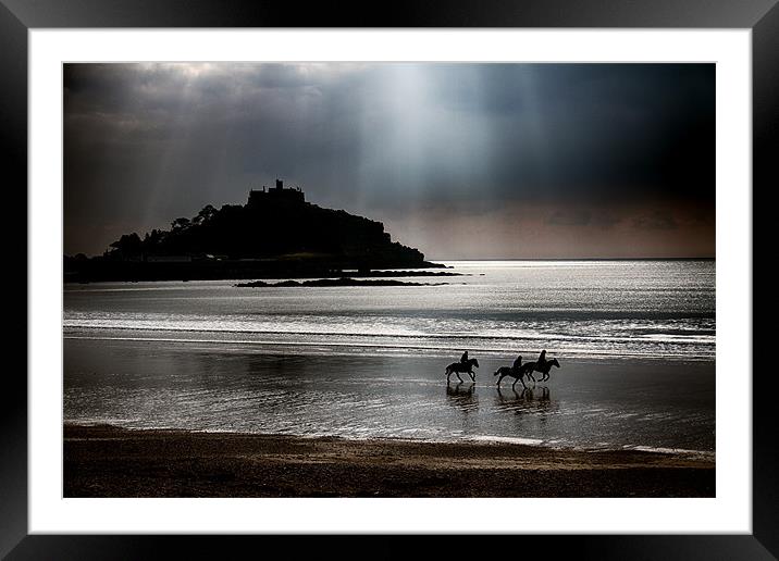 Horses at Dusk, St Michaels Mount Framed Mounted Print by Brian Pierce