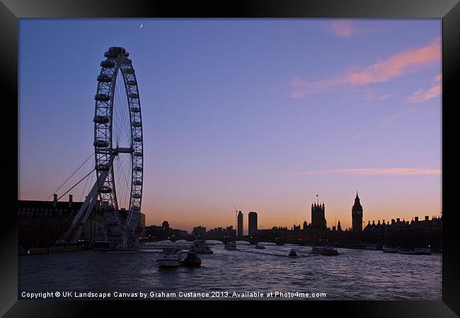London Skyline at Night Framed Print by Graham Custance