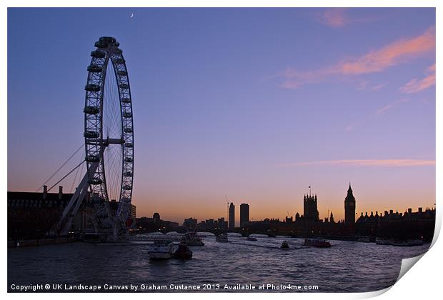 London Skyline at Night Print by Graham Custance