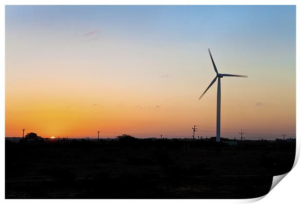 Another new day for windmill on Dwarka Plains Print by Arfabita  