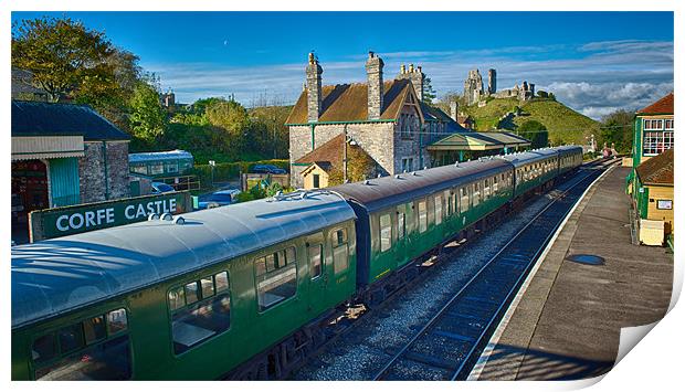 Corfe Castle Railway Station Print by Terry Luckings